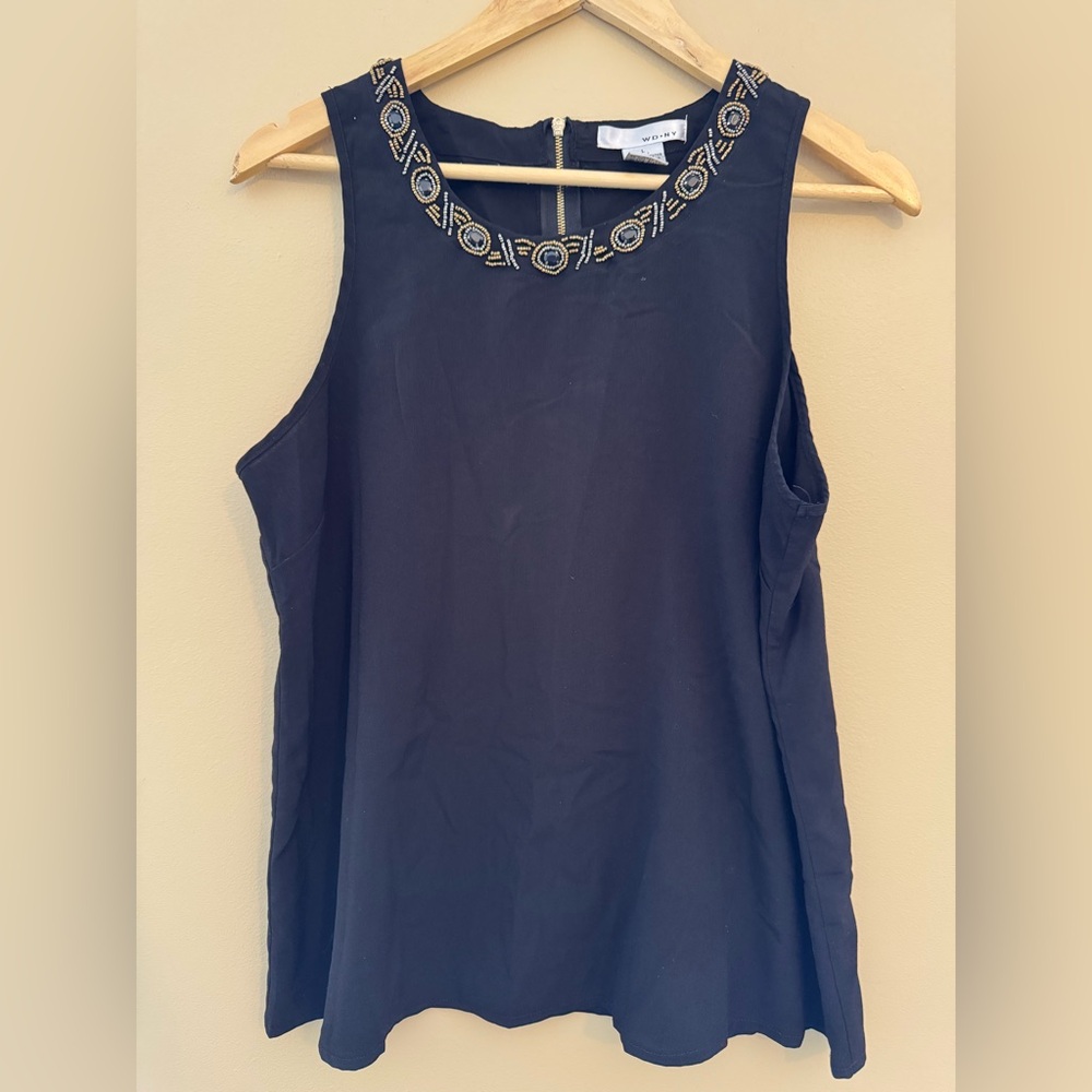 WD.NY Elegant Black Tank with Gold Detailing